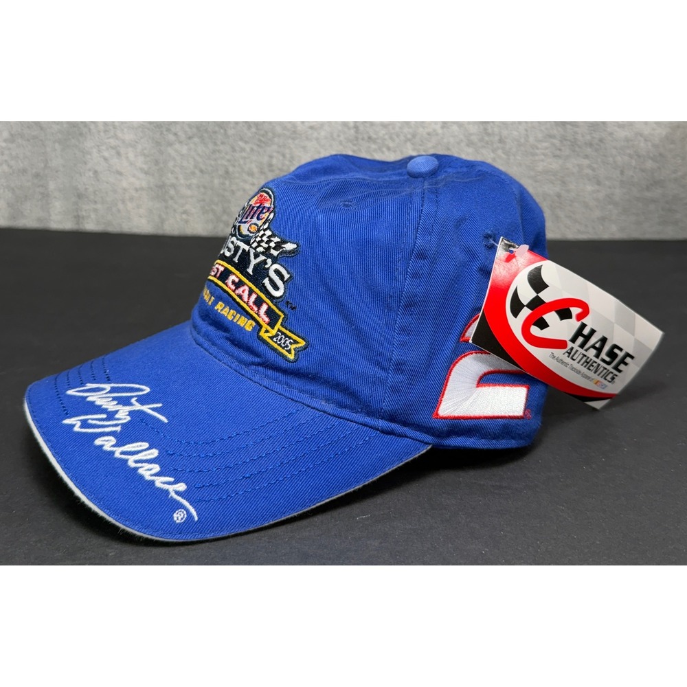 Chase Authentics NASCAR Hat Mens OSFA Blue Rusty Wallace Last Call 2005 Racing
